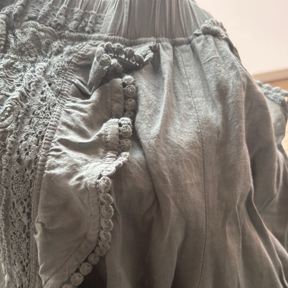 Free People Olive Green Wide-Leg Pants - Picture 3 of 7